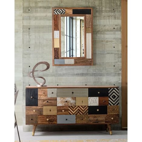 LES TENDANCES Buffet En Bois Recyclé Coloré 2 Portes 4 Tiroirs Domi L 150 Cm 2 LES TENDANCES Buffet En Bois Recyclé Coloré 2 Portes 4 Tiroirs Domi L 150 Cm – Image 2