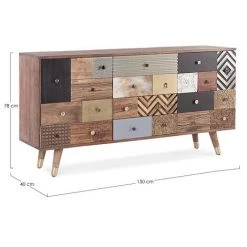 LES TENDANCES Buffet En Bois Recyclé Coloré 2 Portes 4 Tiroirs Domi L 150 Cm 7 LES TENDANCES Buffet En Bois Recyclé Coloré 2 Portes 4 Tiroirs Domi L 150 Cm -Buffet et enfilade Soldes 66753987 3
