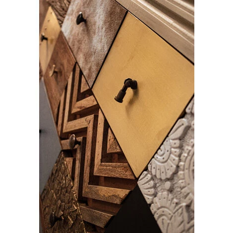 LES TENDANCES Buffet En Bois Recyclé Coloré 2 Portes 4 Tiroirs Domi L 150 Cm 5 LES TENDANCES Buffet En Bois Recyclé Coloré 2 Portes 4 Tiroirs Domi L 150 Cm – Image 5