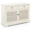 LES TENDANCES Buffet 2 Portes 2 Tiroirs Bois De Pin Blanc Bella L 100 Cm