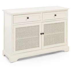 LES TENDANCES Buffet 2 Portes 2 Tiroirs Bois De Pin Blanc Bella L 100 Cm
