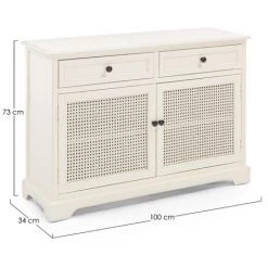 LES TENDANCES Buffet 2 Portes 2 Tiroirs Bois De Pin Blanc Bella L 100 Cm -Buffet et enfilade Soldes 66754007 3