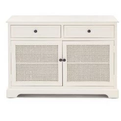 LES TENDANCES Buffet 2 Portes 2 Tiroirs Bois De Pin Blanc Bella L 100 Cm -Buffet et enfilade Soldes 66754007 5