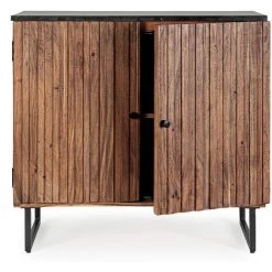 LES TENDANCES Bahut En Bois D'acacia Marron Et Noir 2 Portes Nora L 85 Cm -Buffet et enfilade Soldes 66754020 2