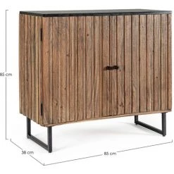 LES TENDANCES Bahut En Bois D'acacia Marron Et Noir 2 Portes Nora L 85 Cm -Buffet et enfilade Soldes 66754020 3