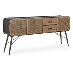 LES TENDANCES Buffet En Acier Bicolore 3 Portes Et 2 Tiroirs John L 180 Cm