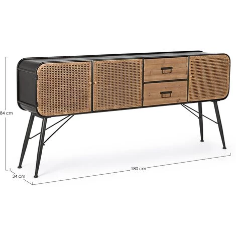 LES TENDANCES Buffet En Acier Bicolore 3 Portes Et 2 Tiroirs John L 180 Cm 3 LES TENDANCES Buffet En Acier Bicolore 3 Portes Et 2 Tiroirs John L 180 Cm – Image 3