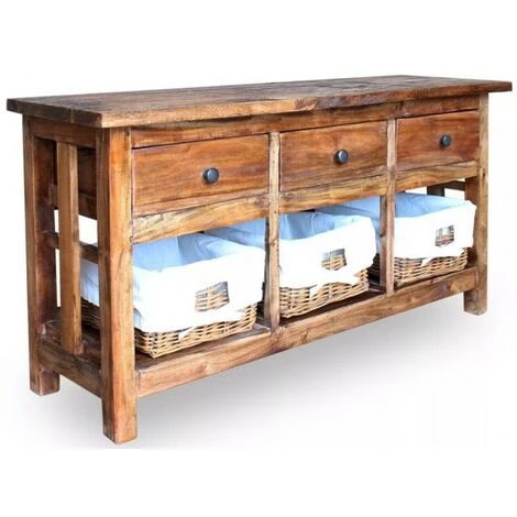 LES TENDANCES Buffet 3 Tiroirs 3 Paniers Amovibles Bois Massif Recyclé Moust 1 LES TENDANCES Buffet 3 Tiroirs 3 Paniers Amovibles Bois Massif Recyclé Moust