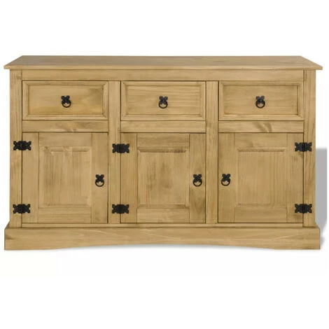 LES TENDANCES Buffet 3 Portes 3 Tiroirs Pin Massif Clair Mexica 2 LES TENDANCES Buffet 3 Portes 3 Tiroirs Pin Massif Clair Mexica – Image 2