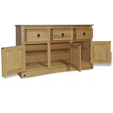 LES TENDANCES Buffet 3 Portes 3 Tiroirs Pin Massif Clair Mexica 3 LES TENDANCES Buffet 3 Portes 3 Tiroirs Pin Massif Clair Mexica – Image 3