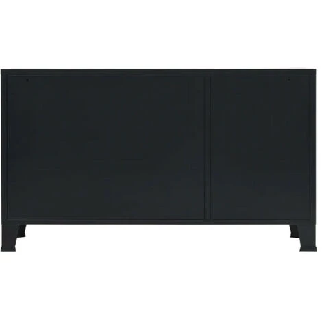 LES TENDANCES Buffet 3 Portes Vitrées Métal Noir Industriel Kibane 3 LES TENDANCES Buffet 3 Portes Vitrées Métal Noir Industriel Kibane – Image 3