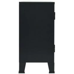 LES TENDANCES Buffet 3 Portes Vitrées Métal Noir Industriel Kibane 8 LES TENDANCES Buffet 3 Portes Vitrées Métal Noir Industriel Kibane -Buffet et enfilade Soldes 66881805 4