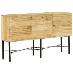 LES TENDANCES Buffet 3 Portes Massif Clair Et Métal Noir Pablo