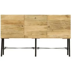 LES TENDANCES Buffet 3 Portes Massif Clair Et Métal Noir Pablo -Buffet et enfilade Soldes 66881813 3