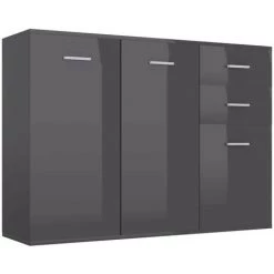 LES TENDANCES Buffet Gris Brillant 105x30x75 Cm