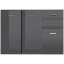 LES TENDANCES Buffet Gris Brillant 105x30x75 Cm -Buffet et enfilade Soldes 66882304 4