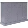 LES TENDANCES Buffet Avec 10 Tiroirs Gris 113 X 30 X 79 Cm Bois