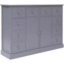 LES TENDANCES Buffet Avec 10 Tiroirs Gris 113 X 30 X 79 Cm Bois