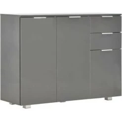 LES TENDANCES Buffet Gris Brillant 107 X 35 X 76 Cm