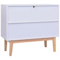 LES TENDANCES Buffet Blanc 88,5x40x80 Cm MDF Et Résine Tressée -Buffet et enfilade Soldes 66883222 4