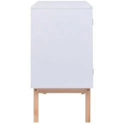LES TENDANCES Buffet Blanc 88,5x40x80 Cm MDF Et Résine Tressée -Buffet et enfilade Soldes 66883222 5