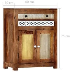 LES TENDANCES Armoire Latérale 60 X 30 X 75 Cm Bois De Sesham Massif -Buffet et enfilade Soldes 66883250 5