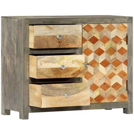 LES TENDANCES Armoire Latérale Gris 75x30x60 Cm Bois De Manguier Massif 5 LES TENDANCES Armoire Latérale Gris 75x30x60 Cm Bois De Manguier Massif – Image 5
