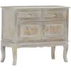LES TENDANCES Buffet Gris 80 X 35 X 70 Cm Bois De Manguier Massif