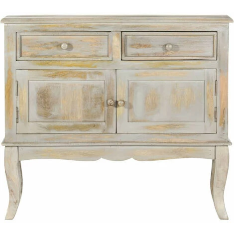 LES TENDANCES Buffet Gris 80 X 35 X 70 Cm Bois De Manguier Massif 5 LES TENDANCES Buffet Gris 80 X 35 X 70 Cm Bois De Manguier Massif – Image 5