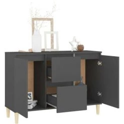 LES TENDANCES Buffet Gris 103,5x35x70 Cm -Buffet et enfilade Soldes 66883773 3