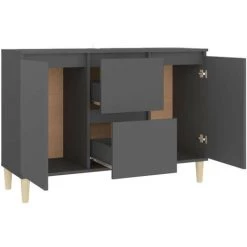 LES TENDANCES Buffet Gris 103,5x35x70 Cm -Buffet et enfilade Soldes 66883773 4