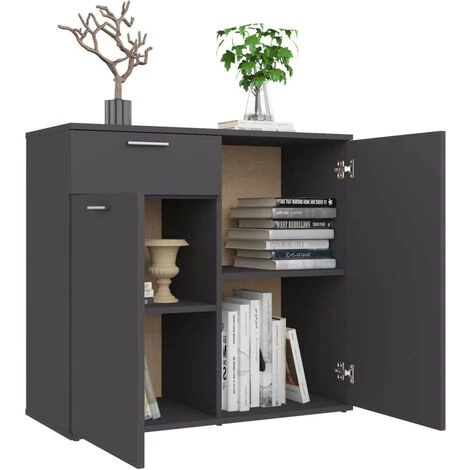 LES TENDANCES Buffet Gris 80x36x75 Cm 4 LES TENDANCES Buffet Gris 80x36x75 Cm – Image 4