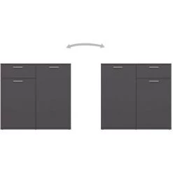 LES TENDANCES Buffet Gris 80x36x75 Cm 9 LES TENDANCES Buffet Gris 80x36x75 Cm -Buffet et enfilade Soldes 66883799 5