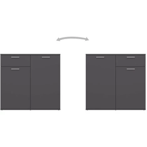 LES TENDANCES Buffet Gris 80x36x75 Cm 5 LES TENDANCES Buffet Gris 80x36x75 Cm – Image 5