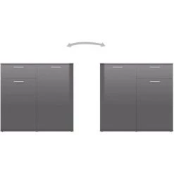 LES TENDANCES Buffet Gris Brillant 80x36x75 Cm -Buffet et enfilade Soldes 66884210 5