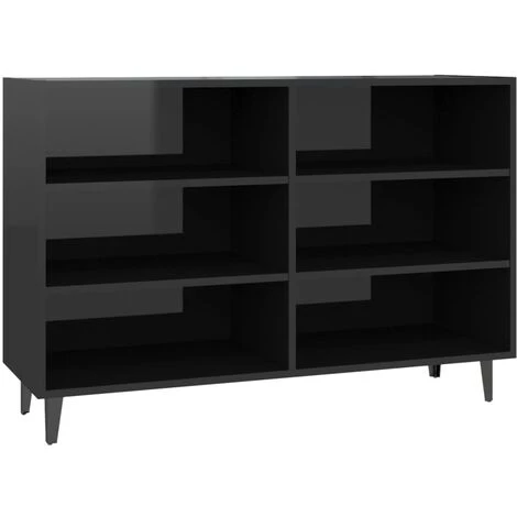 LES TENDANCES Buffet Noir Brillant 103,5x35x70 Cm 2 LES TENDANCES Buffet Noir Brillant 103,5x35x70 Cm – Image 2