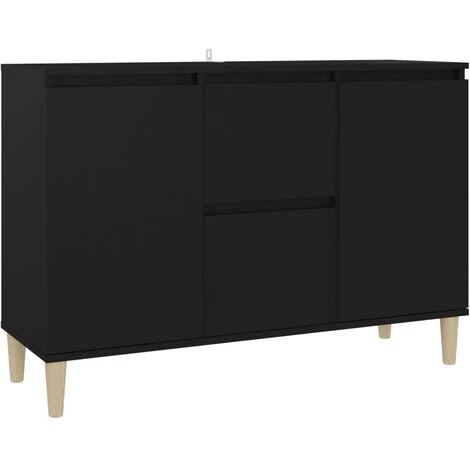 LES TENDANCES Buffet Noir 103,5x35x70 Cm 2 LES TENDANCES Buffet Noir 103,5x35x70 Cm – Image 2