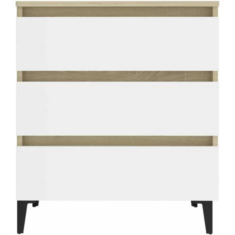 LES TENDANCES Buffet Blanc Et Chêne Sonoma 60x35x69 Cm 4 LES TENDANCES Buffet Blanc Et Chêne Sonoma 60x35x69 Cm – Image 4