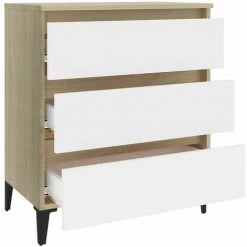 LES TENDANCES Buffet Blanc Et Chêne Sonoma 60x35x69 Cm 9 LES TENDANCES Buffet Blanc Et Chêne Sonoma 60x35x69 Cm -Buffet et enfilade Soldes 66889121 5