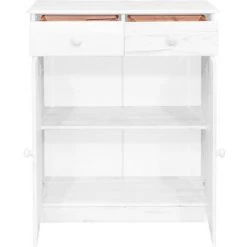 LES TENDANCES Buffet 2 Tiroirs Blanc 78x35x89 Cm Bois De Pin Massif -Buffet et enfilade Soldes 66895554 4