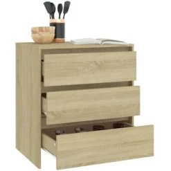 LES TENDANCES Buffet Chêne Sonoma 70x41x75 Cm -Buffet et enfilade Soldes 66899475 3