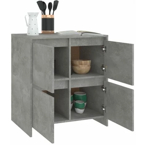 LES TENDANCES Buffet Gris Béton 70x41x75 Cm 3 LES TENDANCES Buffet Gris Béton 70x41x75 Cm – Image 3