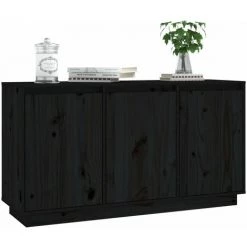 LES TENDANCES Buffet Noir 111x34x60 Cm Bois Massif De Pin 8 LES TENDANCES Buffet Noir 111x34x60 Cm Bois Massif De Pin -Buffet et enfilade Soldes 66899753 4