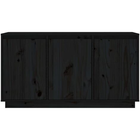 LES TENDANCES Buffet Noir 111x34x60 Cm Bois Massif De Pin 5 LES TENDANCES Buffet Noir 111x34x60 Cm Bois Massif De Pin – Image 5