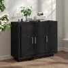 LES TENDANCES Buffet Noir 92x35x75 Cm Bois D'ingénierie