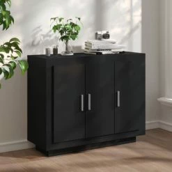 LES TENDANCES Buffet Noir 92x35x75 Cm Bois D'ingénierie
