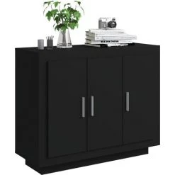 LES TENDANCES Buffet Noir 92x35x75 Cm Bois D'ingénierie -Buffet et enfilade Soldes 66899965 4