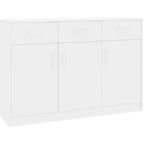 LES TENDANCES Buffet 3 Portes 3 Tiroirs Blanc Brillant Miva 2 LES TENDANCES Buffet 3 Portes 3 Tiroirs Blanc Brillant Miva – Image 2