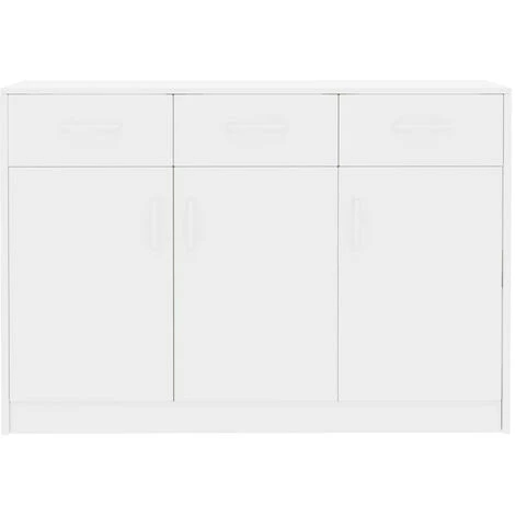 LES TENDANCES Buffet 3 Portes 3 Tiroirs Blanc Brillant Miva 3 LES TENDANCES Buffet 3 Portes 3 Tiroirs Blanc Brillant Miva – Image 3