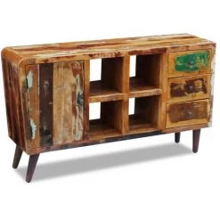 LES TENDANCES Buffet 1 Porte 3 Tiroirs Bois Massif Recyclé Vitsa